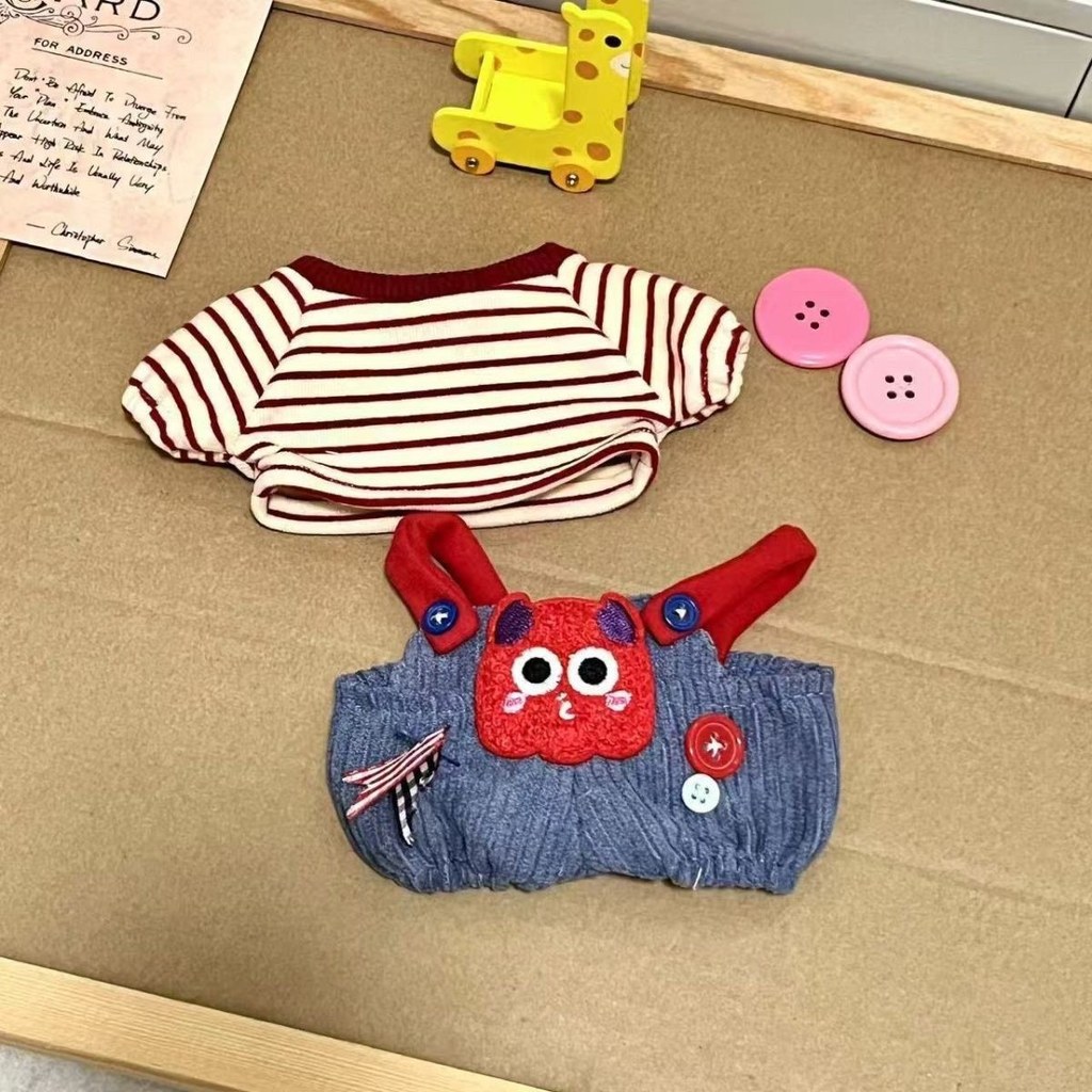 Little Monster Overalls 15 ซม.เสื้อผ้าตุ๊กตาผ้าฝ้ายน่ารักการ์ตูน q รุ่น 7.20
