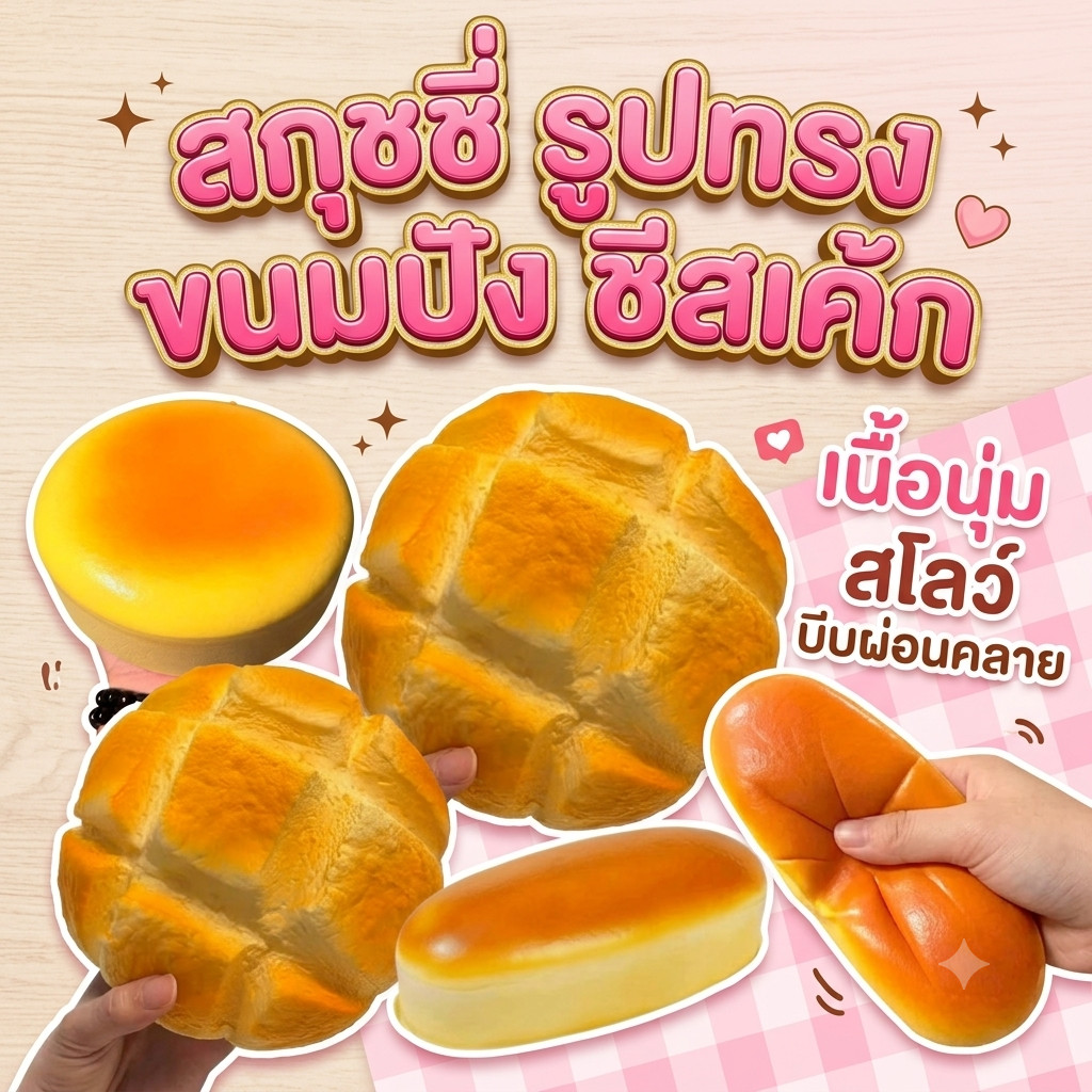 สกุชชี่ ขนมปังยักษ์ ขนาดใหญ่ Jumbo Bread Squishy บีบนุ่ม Slow Rising เนื้อนิ่ม คืนตัวช้า ของเล่น บีบคลายเครียด พร้อมส่ง