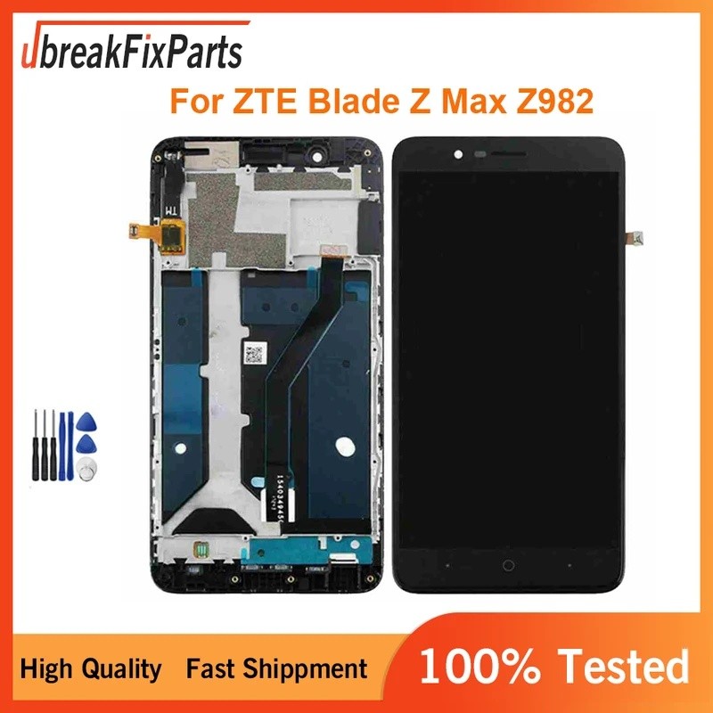 6.0 "แสดงผลสําหรับ ZTE Blade Z Max Z982 หน้าจอ LCD จอแสดงผล Digitizer Assembly กรอบสําหรับ ZTE Blade