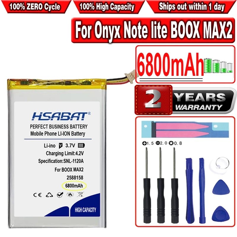 HSABAT แบตเตอรี่ 6800mAh สําหรับ Onyx Note lite BOOX MAX2 2588158 Ebook BOOX NOTE NOTE2 NOTE3/ M96C 