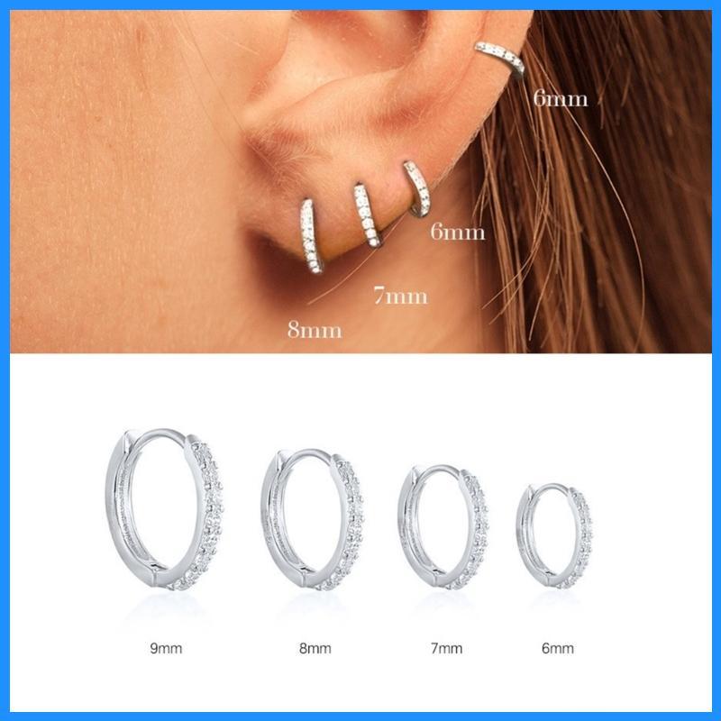 Luk Dazzling Zirconia Circle Hoops Hoops ต่างหูบานพับ Huggie สําหรับสวมใส่ทุกวัน