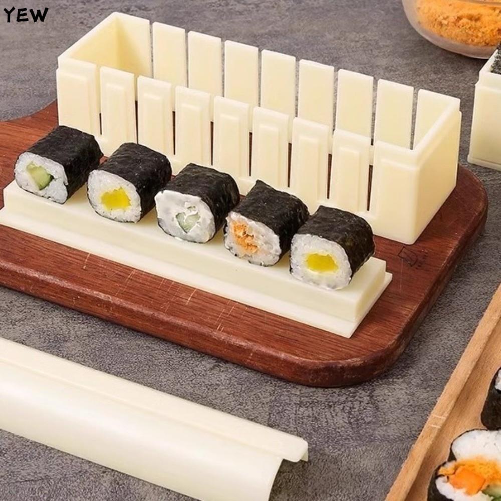 YEW Kimbap แม่พิมพ์ม้วนซูชิ, Round Square Heart ชุดทําซูชิพลาสติก, มัลติฟังก์ชั่น DIY Anti-stick ซูชิเครื่องมืออุปกรณ์ครัว
