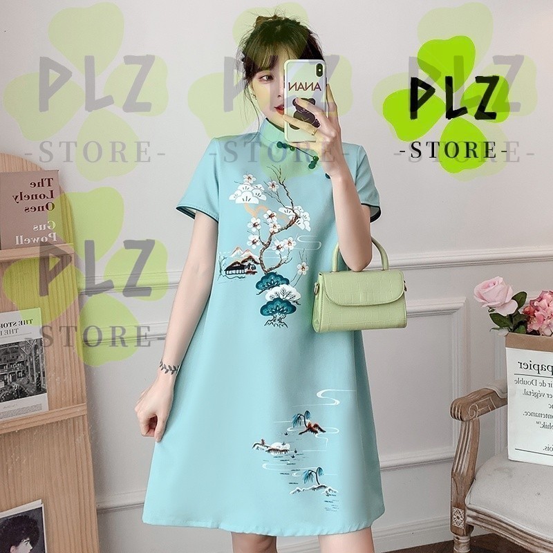 Cheongsam Qipao - ชุดเดรสปีใหม่ของผู้หญิงมีสไตล์ Cheongsam qipao ทัง