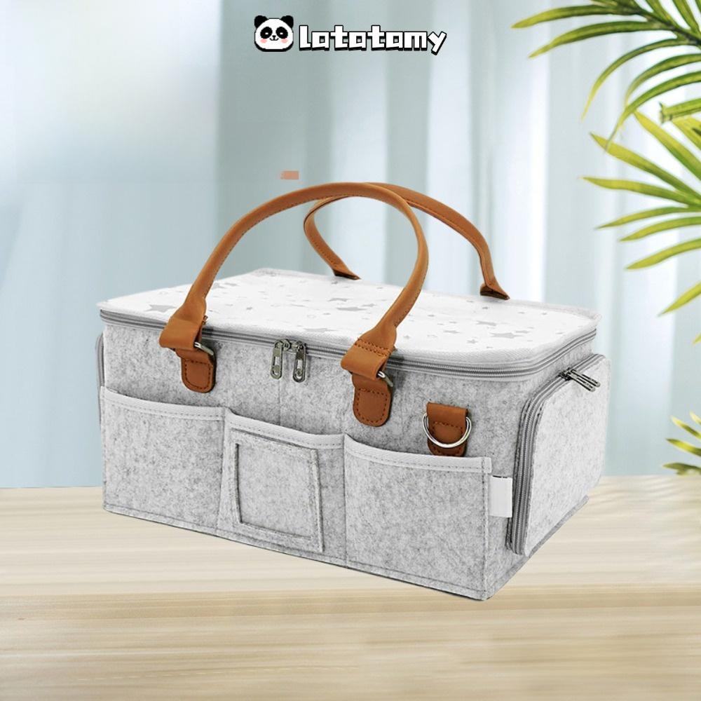 LATATPH Mommy Bag, Felt Large Pocket Baby Diaper Storage Bag, Large Capacity Portable Nursery Organi