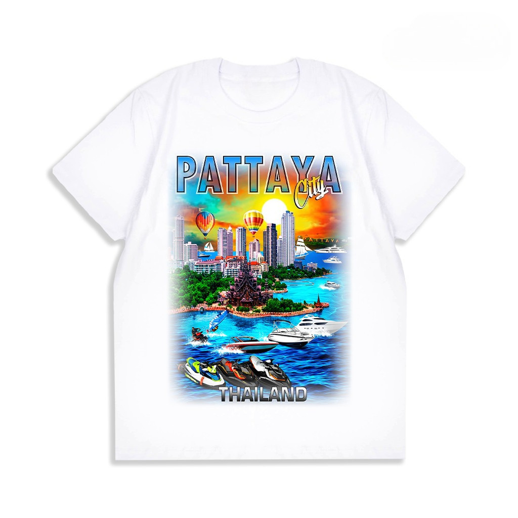 พร้อมส่ง เสื้อยืดผู้ชายลายไทย PATTAYA  ผ้าฝ้ายแท้100% ใส่สบาย แฟชั่น t shirt ไซส์ S-3XL