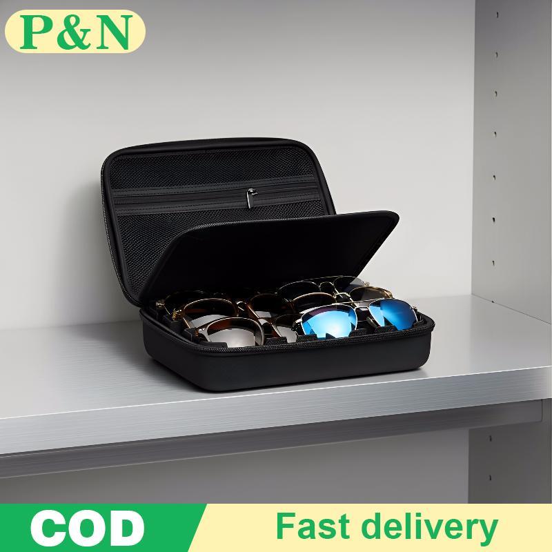 [P&N] Travel Glasses Organizer Case 4 6 7 8 Slot Adjustable Cushionpartments Glasses Travel Holder [