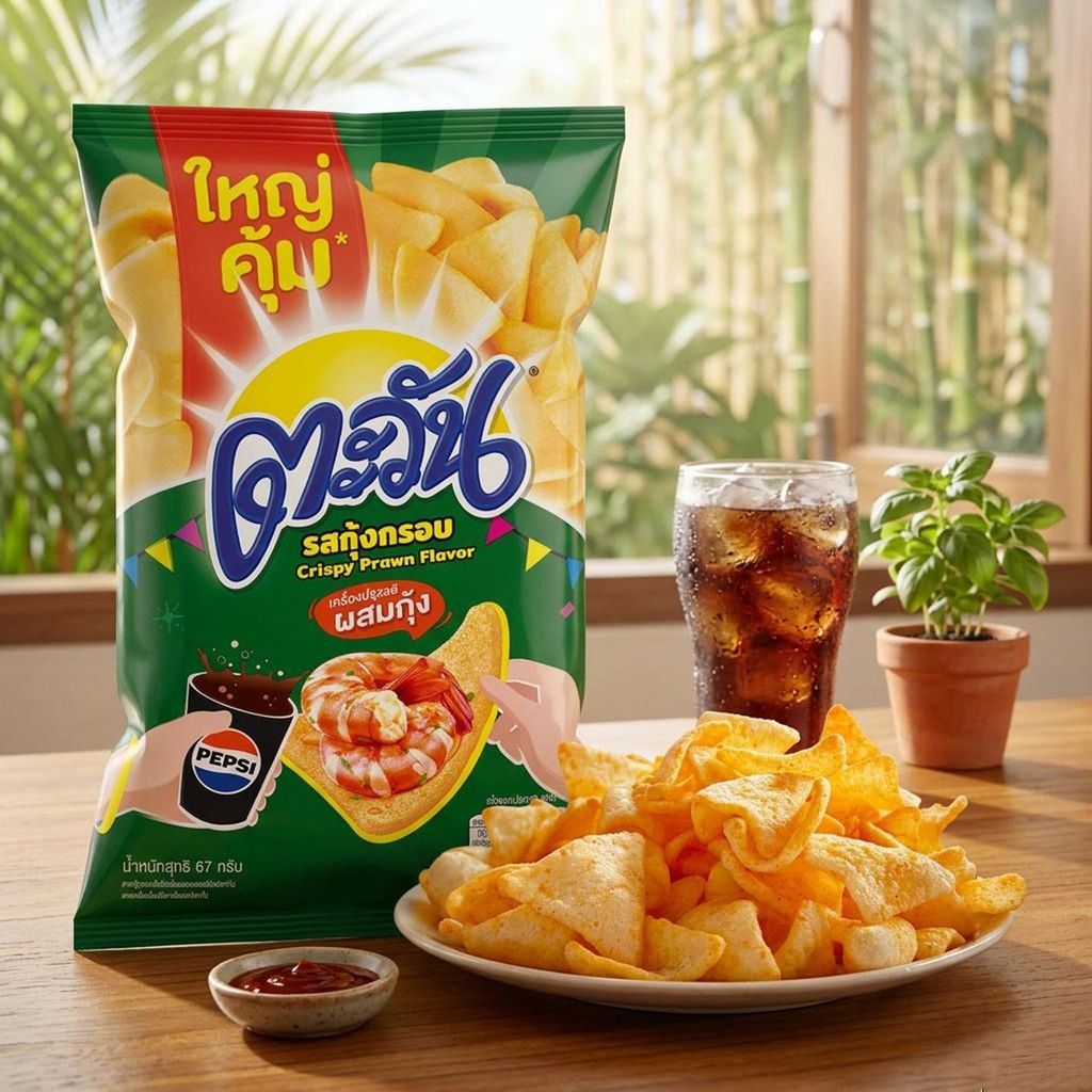 TAWAN TAWAN Potato Chips Triangle Chips ของว่างลําลองหลายรสชาติ 67g ของว่างอาหารป่อง 026