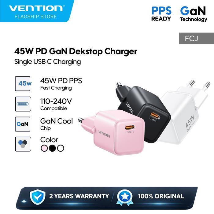 Vention GaN Dash Charger Adaptor 45W Fast Chhraging PD PPS สําหรับ Samsung Iphone Macbook - FCJ
