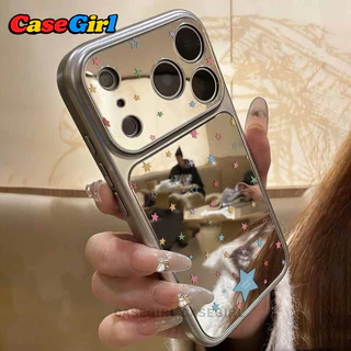 สำหรับ iPhone 11 13 16 15 17 12 14 Pro Max 16 15 Plus เคสกระจกหน้าต่างใหญ่ ลายดาวสีสัน กันตก ทำความสะอาดง่าย