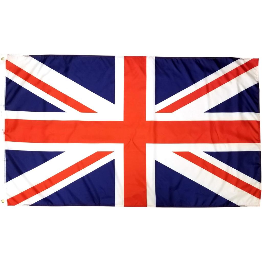 3x5 ธงอังกฤษพร้อมทองเหลืองสอง Grommets โพลีเอสเตอร์ 100% , UK Flag , United Kingdom Flag , Union Jac