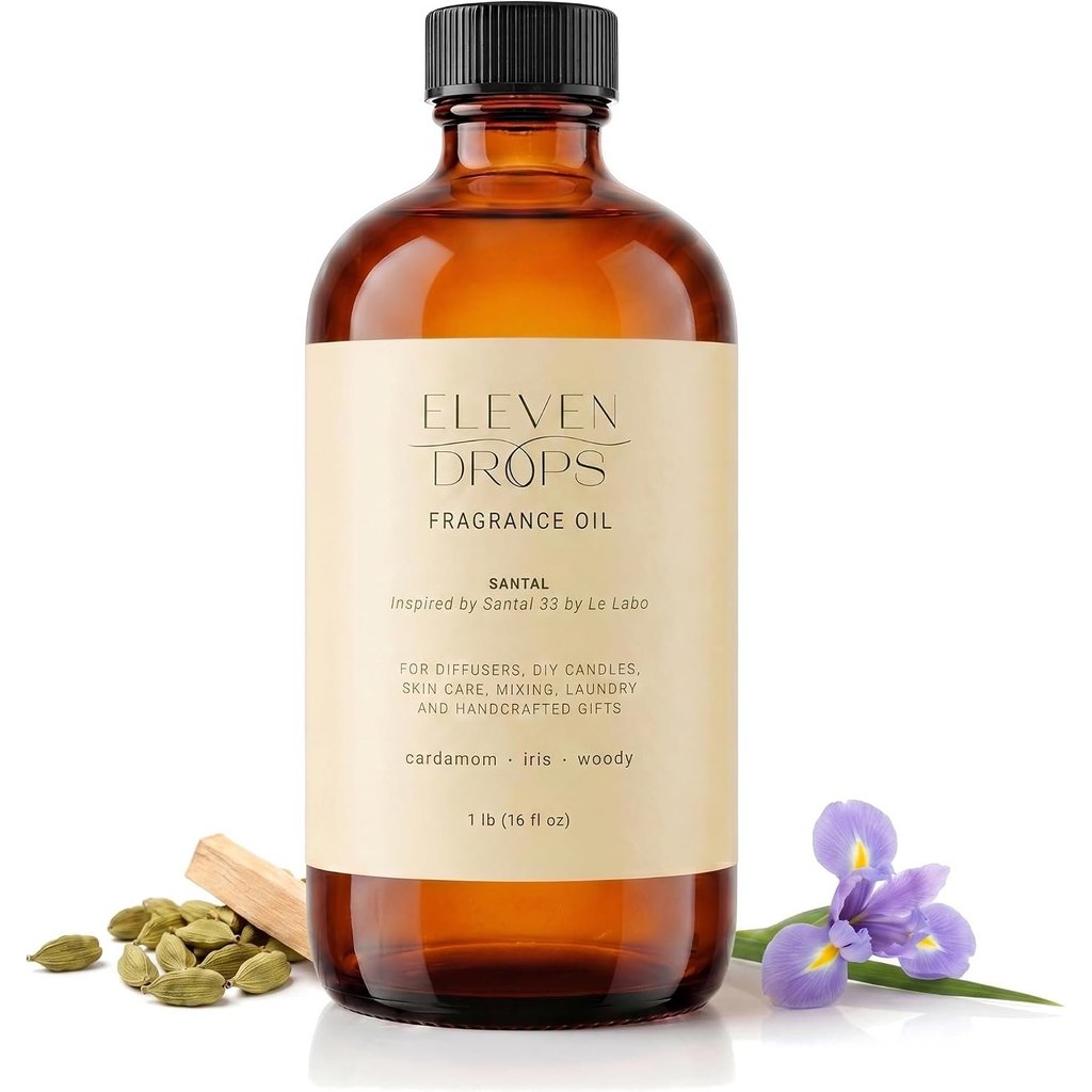 Santal Fragrance Oil | Cardamom, Iris & Woody Notes | Long Lasting Scent Reed Diffuser Oil for Home,