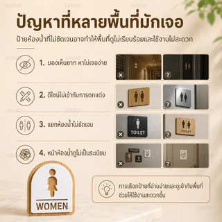 ป้ายห้องน้ำ💦 อะคริลิค TOILET WOMEN MAN🚻 สติกเกอร์ป้ายสุขา หญิง/ชาย พร้อมเทปกาวสองหน้า ติดตั้งง่าย