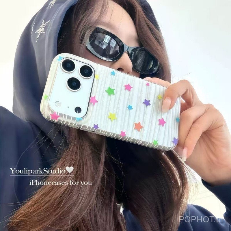 เคสโทรศัพท์โทรศัพท์ เหมาะสําหรับ iPhone Stripes Dopamine ดาวสีสันสดใสเหมาะสําหรับ iPhone17promax เคส
