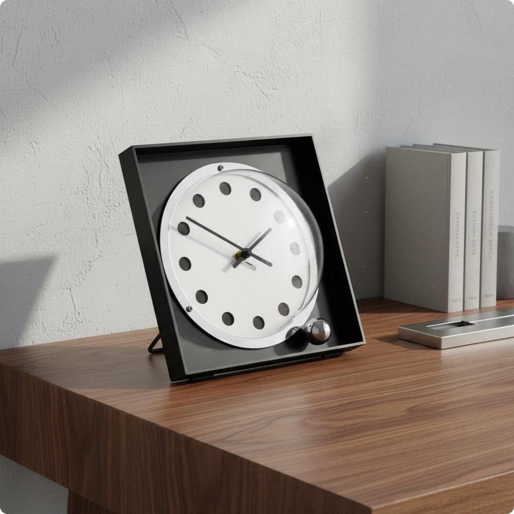 [zcins] Minimalist Square Home Clock Bold Hands Desktop Digital Clock Stylish Table Timepiece for Be