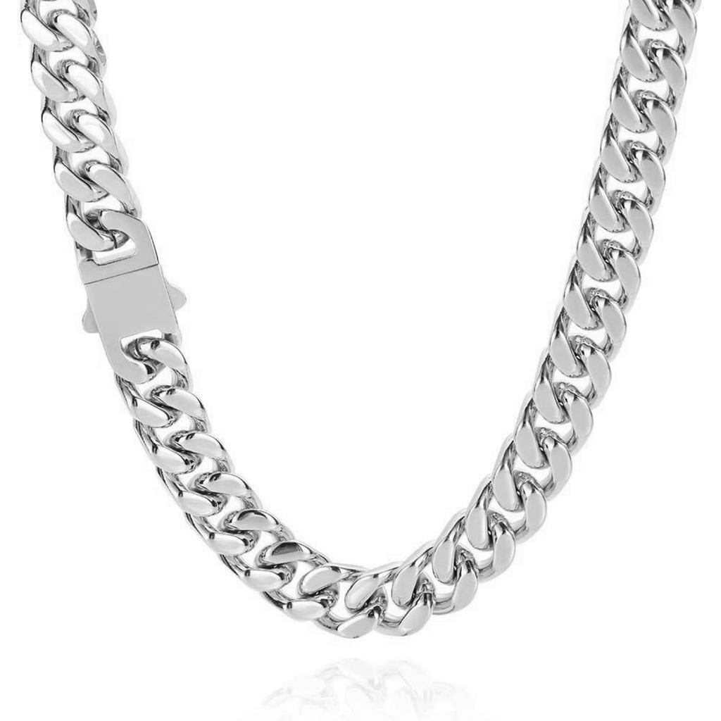 SDA Gold Plated กันน้ํา 316L Cuban Link Chain สร้อยคอสําหรับผู้ชายและผู้หญิง - เครื่องประดับงบแฟชั่น