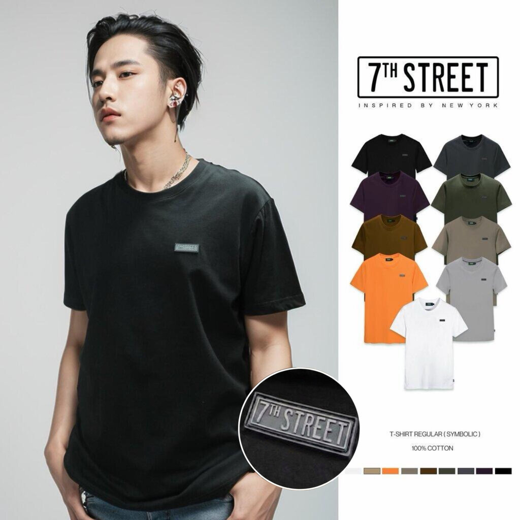 เสื้อยืด 7ᵗʰ Street รุ่น RLG โลโก้ป้ายยาง ผ้า Cotton100% นุ่มสบาย ระบายอากาศได้ดี ไซส์ M-2XL Clothing Man ผู้ชาย Tshirt