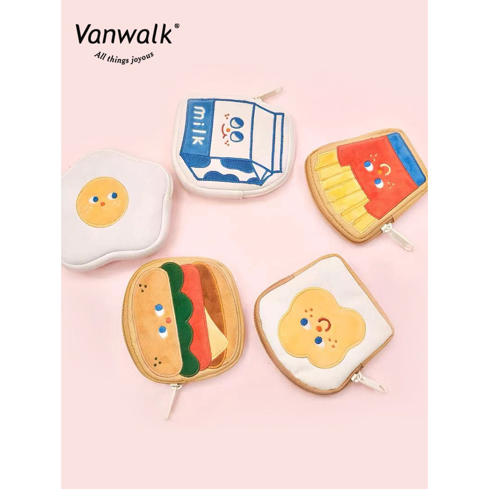 กระเป๋าพวงกุญแจ vanwalk พวงกุญแจ VANWALK Vitality Breakfast Key Storage Bag การ์ตูน