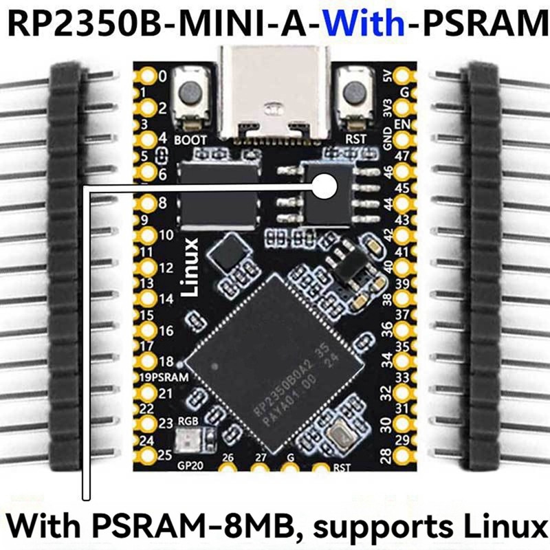 สําหรับ 2 RP2350B Linux Mini Development Board พร้อม PSRAM-8MB Full 48 GPIOs เอาต์พุตสําหรับ Linux