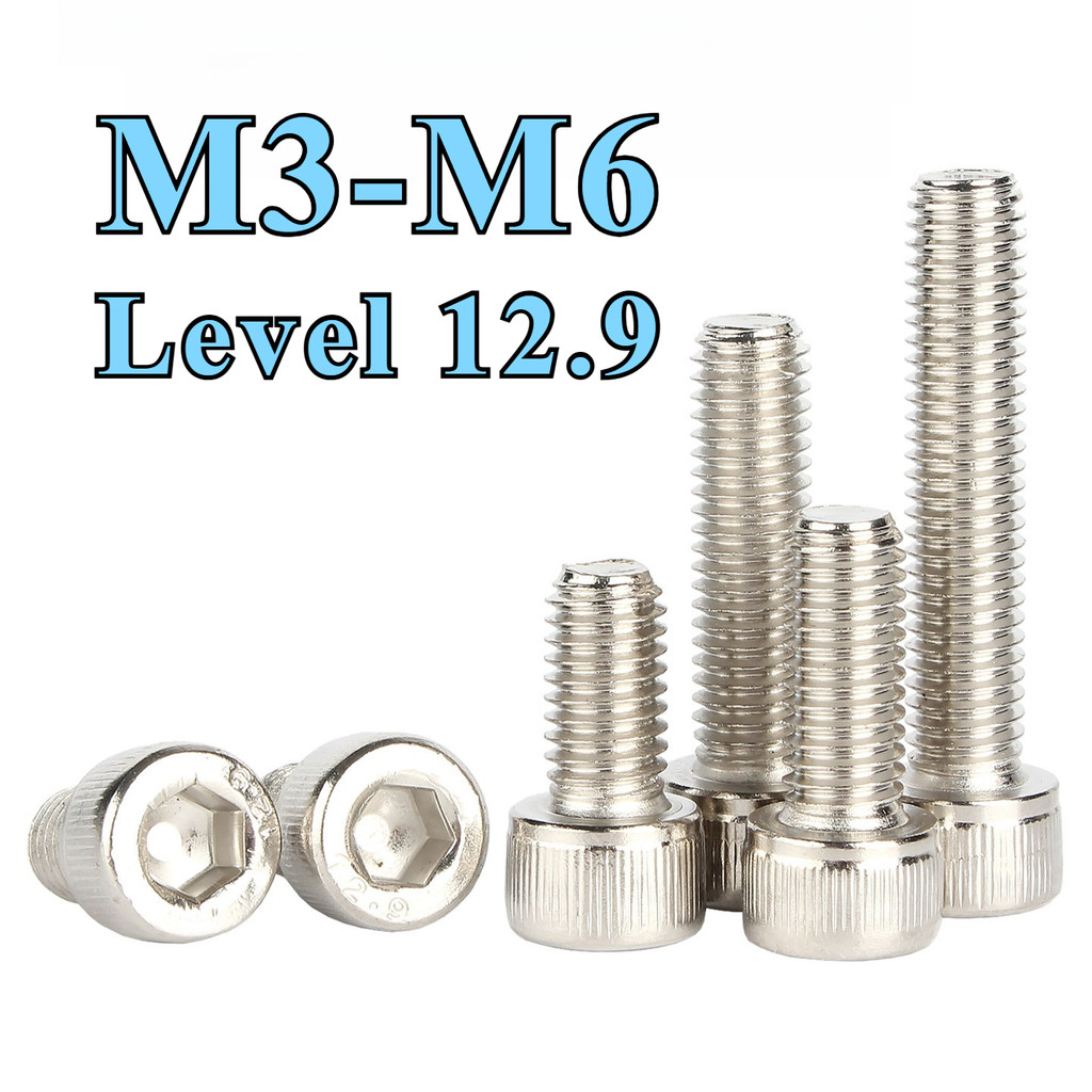 12.9 ชุบนิกเกิล Hex ซ็อกเก็ตสกรูครึ่งด้าย - M3/M4/M5/M6*L=30-100 มม.ZHX-SZG-WJ-1