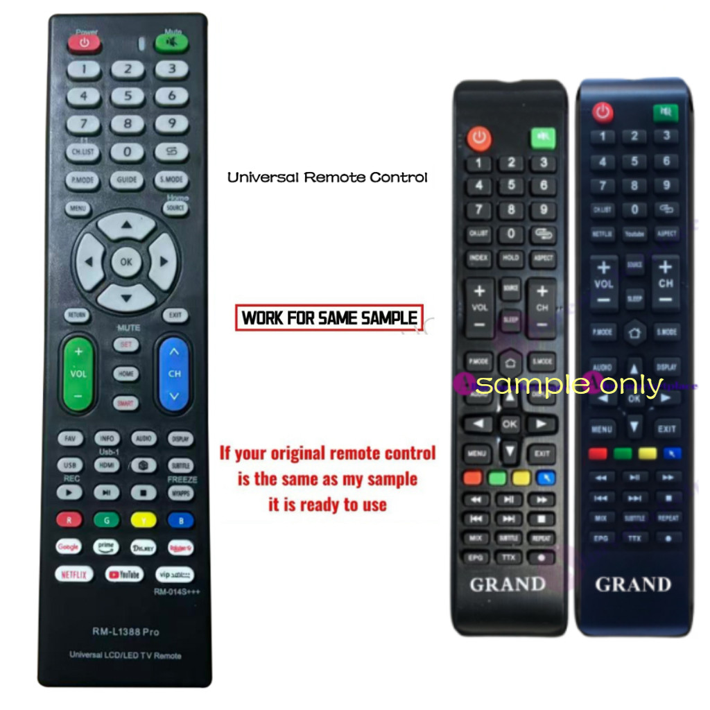 Universal GRAND ANDROID TV REMOTE พร้อมใช้งาน Universal Remote สําหรับ GRAND TV 32M1 GRAND REMOTE