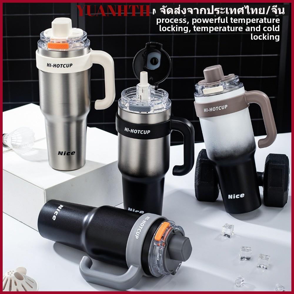 คุณ แก้วเก็บความเย็นพร้อมหลอด,แก้วกาแฟเคลือบเซรามิก40ออนซ์1200มลพร้อมที่จับฉนวนกันความร้อนความจุสูงหรือแก้วเก็บร้อนเย็