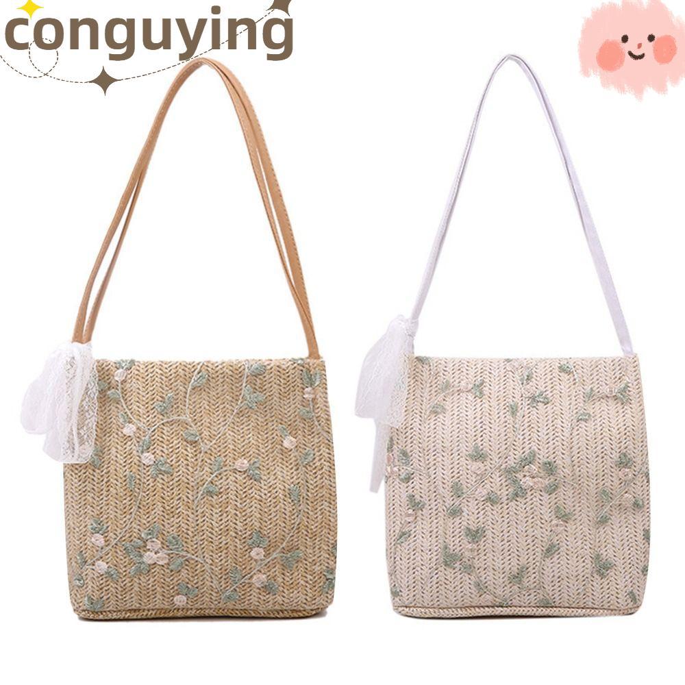 PONGUX Straw Bags Womenทอ Summer Tote Bags