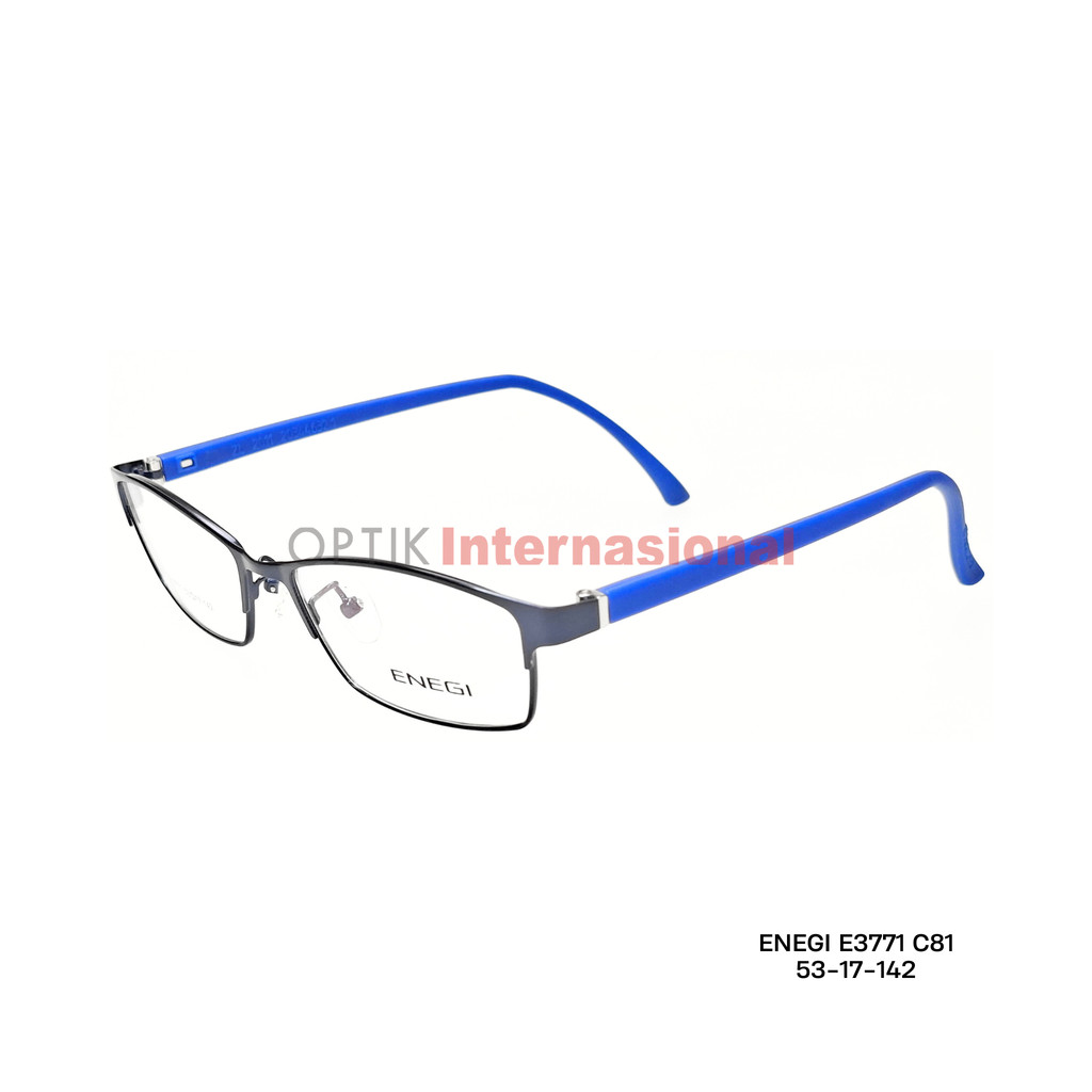 [MINUM DEFECT] ENEGI E3771 C81 แว่นตากรอบสี่เหลี่ยมผืนผ้าสีน้ําเงิน Timeless & Unisex Design