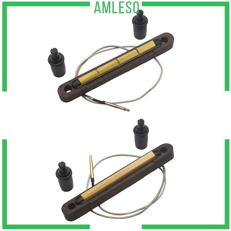 [Amleso] Acoustic Wooden Piezo Pickup Bar Bridge Jack Input เครื่องดนตรี Preamp สําหรับ Ukulele