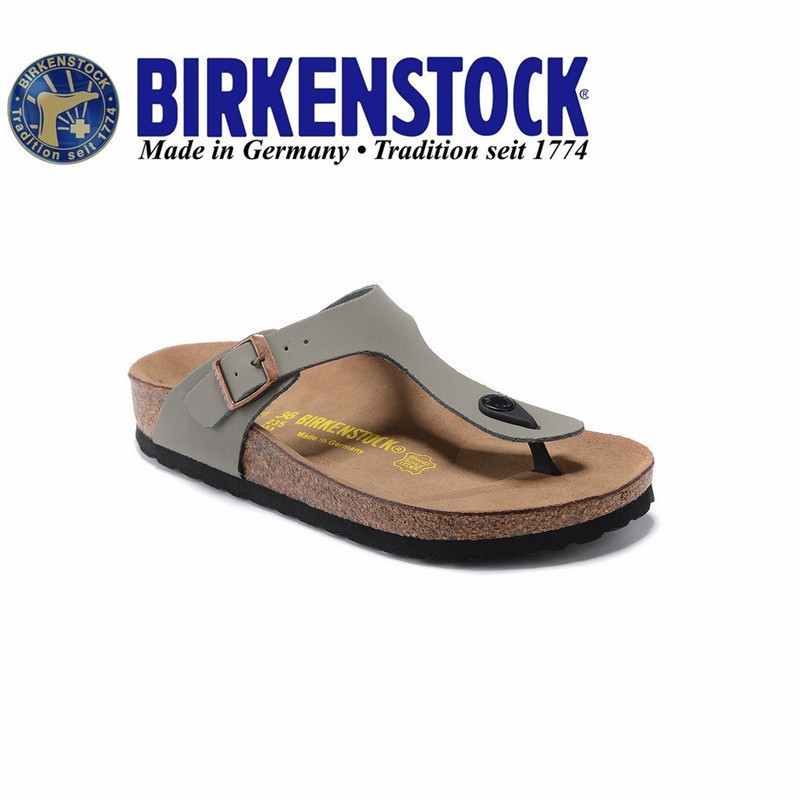 BIRKENSTOCK 1999Boken Treler Herringbone Cork Sandals Matte Grey เหมาะสําหรับผู้ชายและผู้หญิง ไซส์ 3