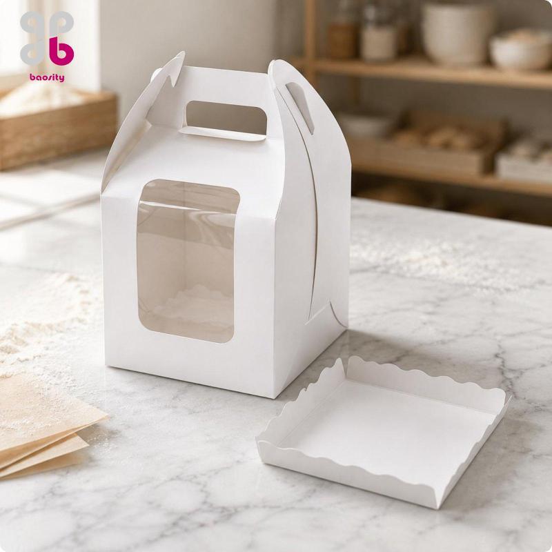 ความBaosity Swiss Cake Box Sturdy Cake Cake Box Odorless for 10 PACK Hand-held Large