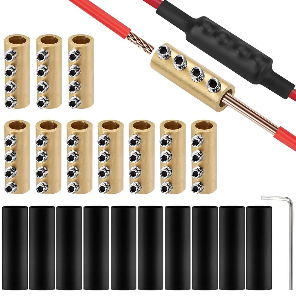 10 ชิ้น 6AWG ชุดน็อตขั้วต่อสายไฟ, 80Amp สกรู Quick Terminal 10 ชิ้นท่อหดความร้อน, Splicing Quick Wir