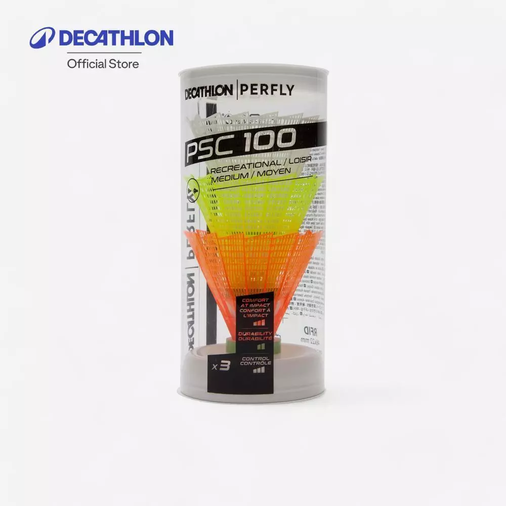 Decathlon Badminton Shuttlecocks ลูกขนไก่พลาสติกขนาดกลางรุ่น Psc 100 แพ็ค 3 ชิ้น - Multi Color