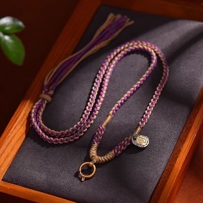 Thidden Pure Hand Rubbingเชือกฝ้ายThangkaจี้เชือกสร้อยคอสร้อยคอเชือกUniversal Quick Release Buckle S