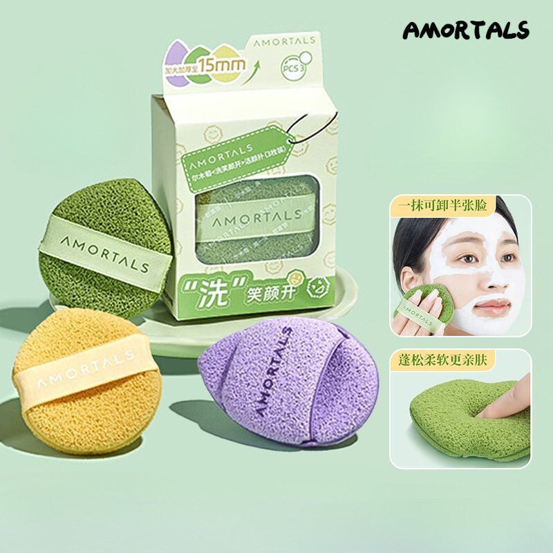 优品AMORTALS น้ํายาทําความสะอาดผิวหน้ายิ้มทําความสะอาดใบหน้าหยดน้ํามือล้างหน้าฟองน้ําทําความสะอาดถูสะด