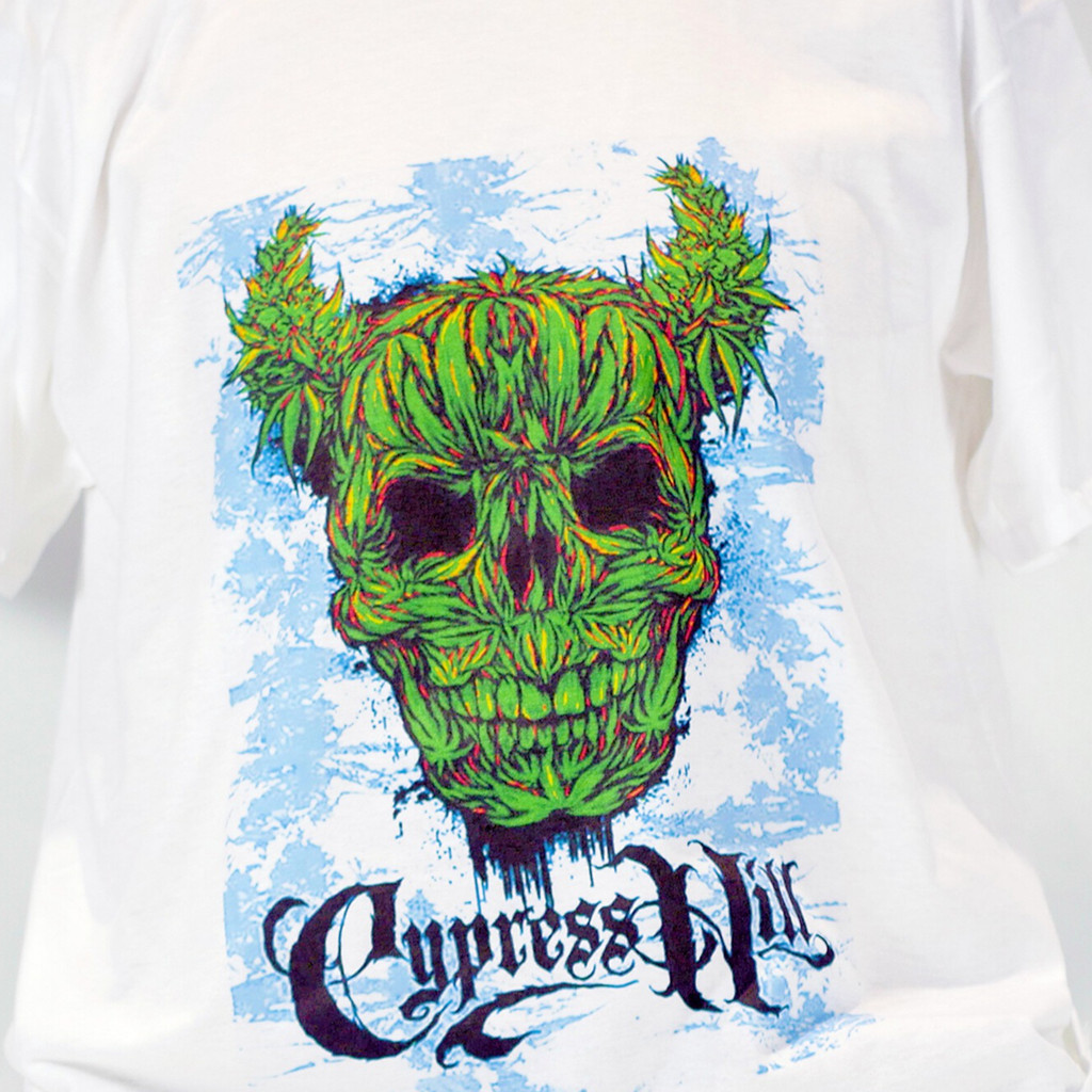 Cypress Hill Hip-Hop Punk พิมพ์เสื้อยืดแขนสั้น Unisex สีขาวสบายๆรอบคอ Top