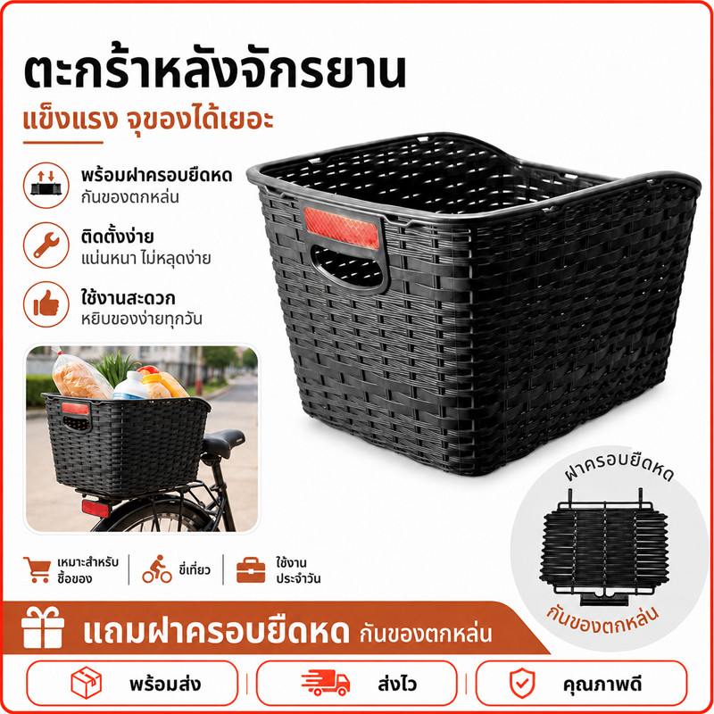 ตระกร้า ตะกร้าจักรยานสไตล์วินเทจ ติดตั้งง่าย ใช้งานสะดวก