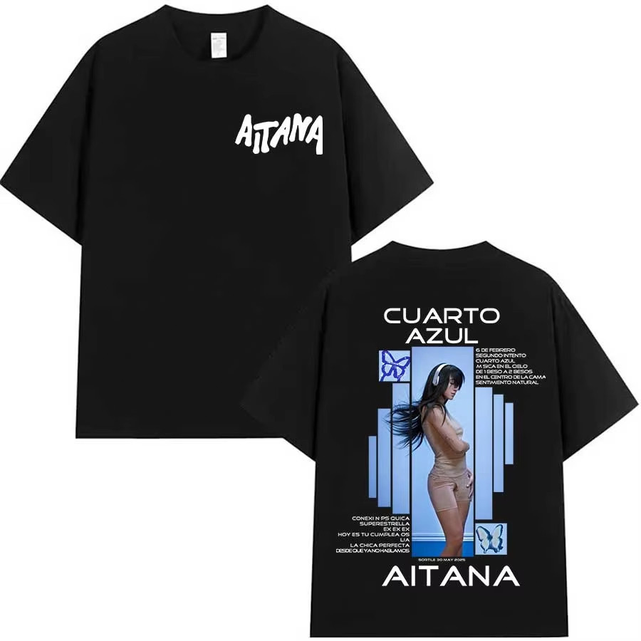 mhwkเสื้อยืดลายอัลบั้ม Cuarto Azul Aitana สไตล์ฮิปฮอปสตรีทแวร์ ผ้าฝ้าย 100% ใส่ได้ทั้งผู้ชายและผู้หญ