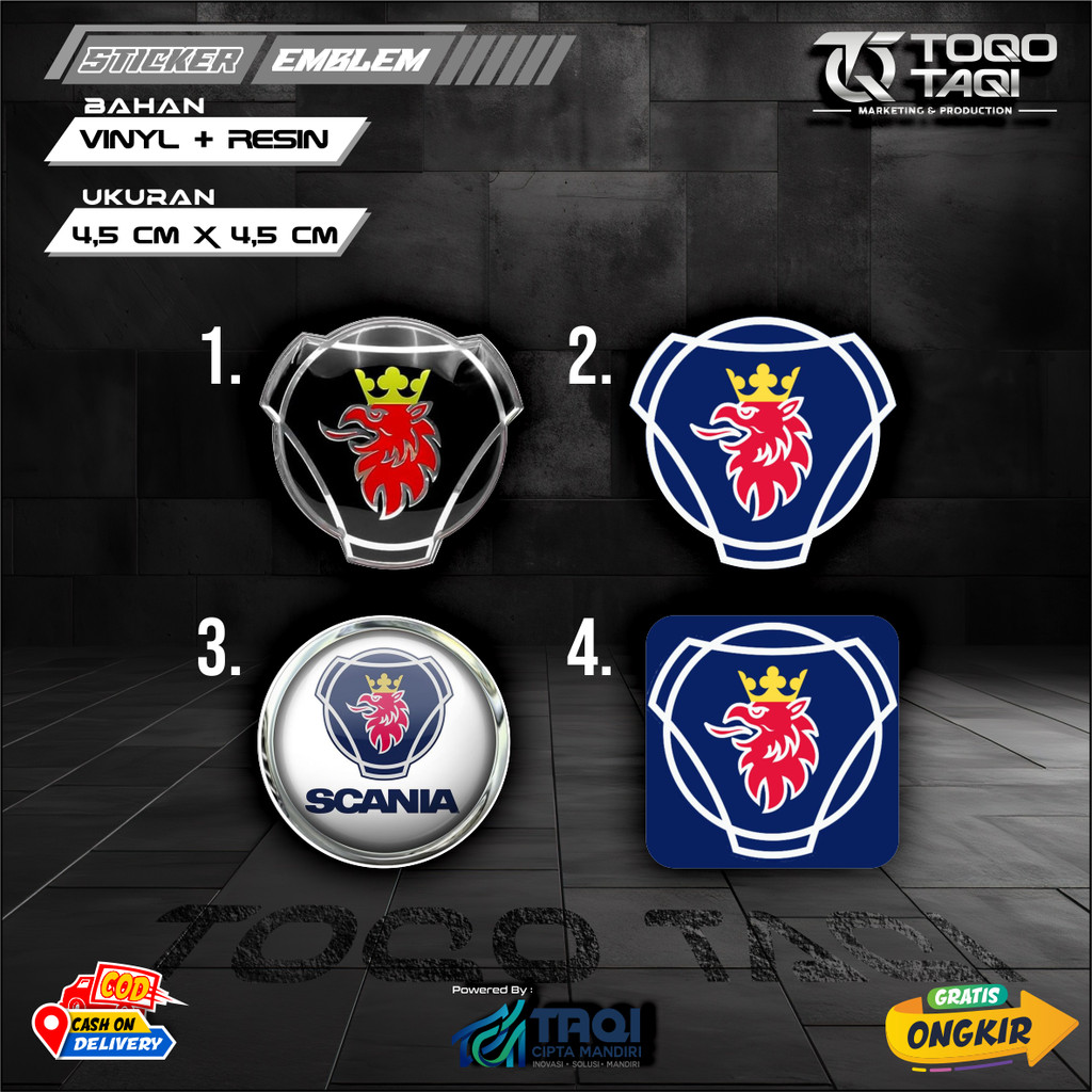 SCANIA โลโก้รถ EMBLEM RESIN RAISED สติ๊กเกอร์ TOQO TAQI สติ๊กเกอร์