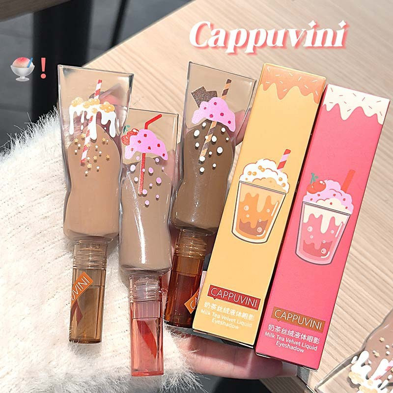 Milk‐Tea Velvet Liquid Eyeshadow Matte ความอิ่มตัวต่ํา Earth-Tone Eye Makeup Smooth Long-Lasting Dai
