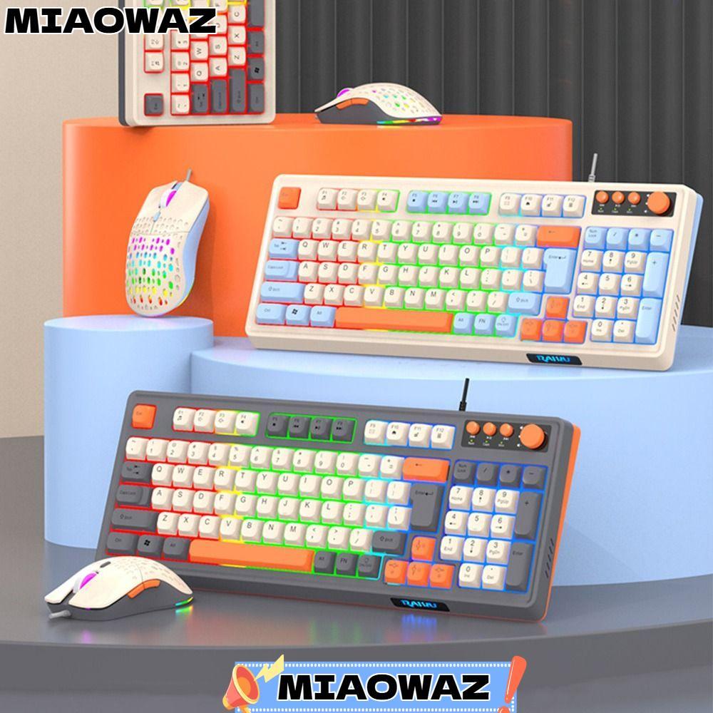 MIAOWAZ RAID T98 คีย์บอร์ด, คีย์บอร์ดเมาส์ชุด, การเชื่อมต่อ USB สายรุ้งสี Luminous Gaming Mechanical