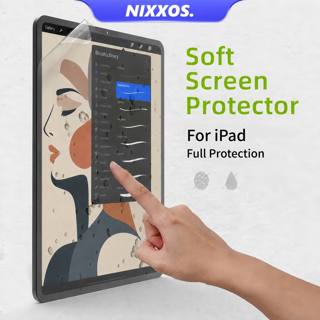 NIXXOS สําหรับ iPad Full Protection Soft Screen Protector Anti-Scratch สําหรับ iPad A16 11th/10th Ge