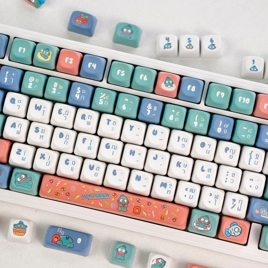 MAIMOOO Hangyodoon Thai Keycap MOA Profile 120 คีย์ PBT Dye Sublimation Aula F75 RK R75 น่ารักการ์ตูนสีฟ้าสีเขียว Keycaps Sayuri Itaro Sanrio Hangyododon EN/TH Keycap