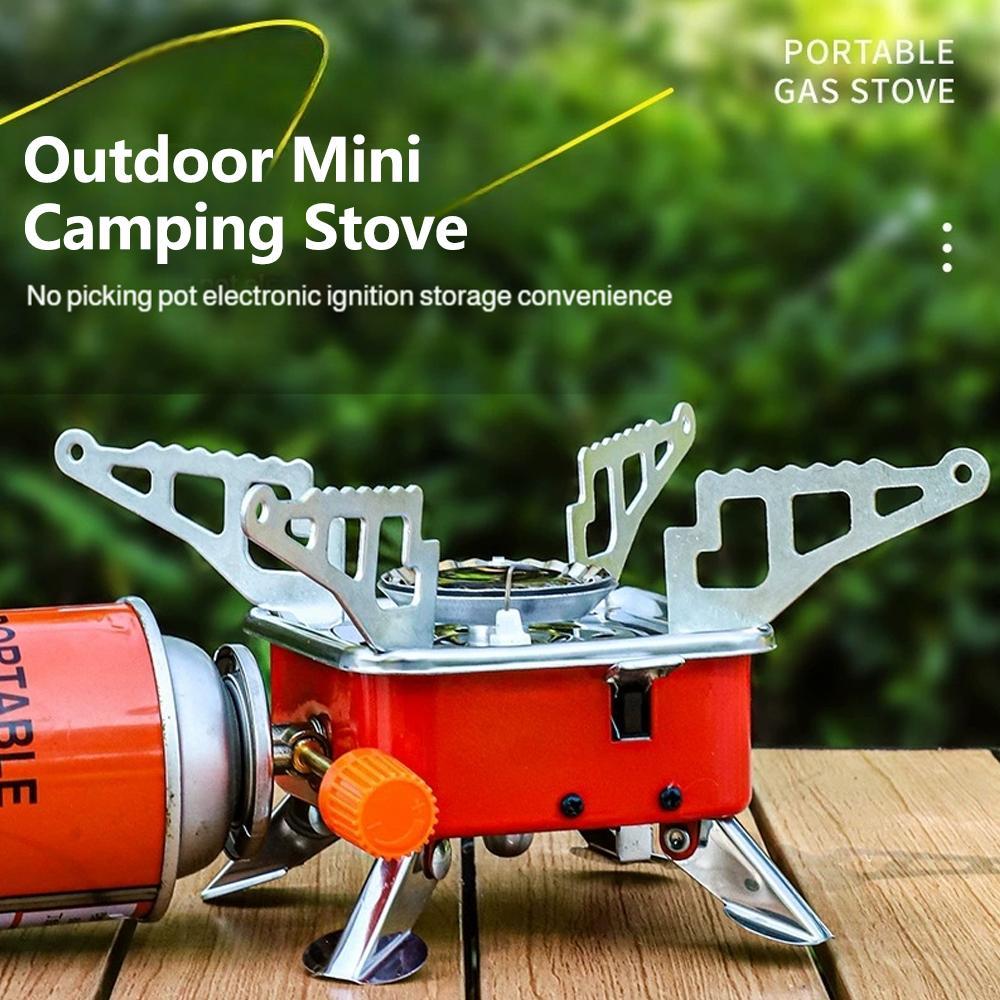 Mini พับสแควร์แก๊ส Camping เตาแบบพกพา Butane Burner สําหรับทําอาหารกลางแจ้งขยาย Q4M5