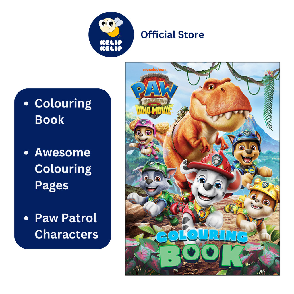 Paw Patrol The Dino Movie Coouring Book สําหรับเด็กถึงหน้าการคุ้นเคยสีสนุก
