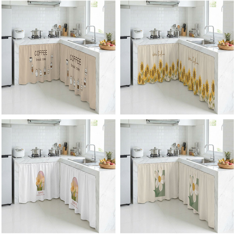 Warm Rustic Floral Langsir Kabinet Dapur Langsir Sinki Dapur Tirai Dapur Pelekat เทปตู้ครัวผ้าม่านโต๊ะตกแต่ง