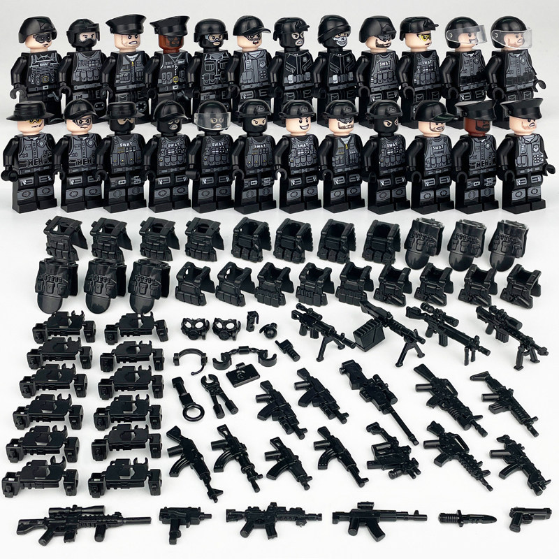 ชุดตํารวจเมืองยอดนิยม SWAT Commando Minifigures Flying Tigers อาวุธกองกําลังพิเศษประกอบของเล่นบล็อกต