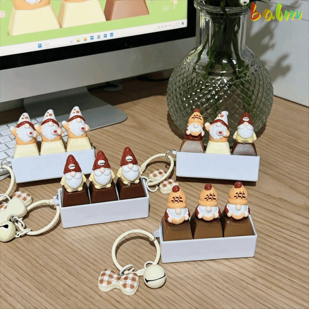 BALM Fidget พวงกุญแจของเล่น, การ์ตูน Dwarf Keycap แกนเงียบ Fidget ของเล่น, Creative Keycap Design Mu