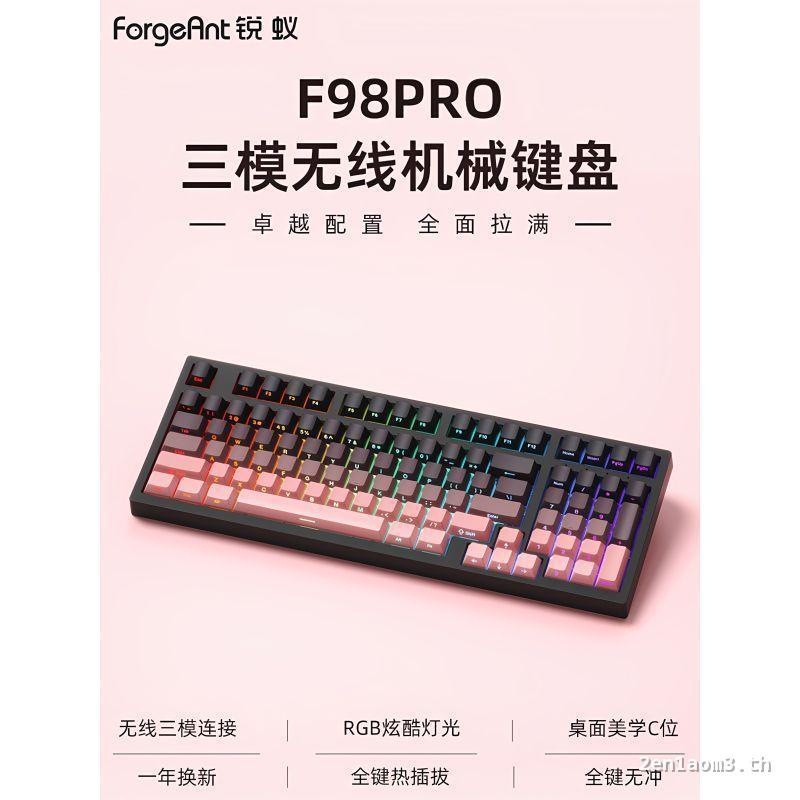 Ruiyi F98Pro คีย์บอร์ดแบบกลไกไร้สายสามโหมด 98 การกําหนดค่าบลูทูธสํานักงานคีย์บอร์ดเกมสําหรับเล่นเกมส