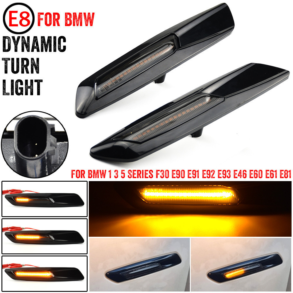Dynamic Amber 12V LED Side Markerไฟไฟเลี้ยวไฟสัญญาณสําหรับBMW 1 3 5 Series F30 E90 E91 E92 E93 E46 E