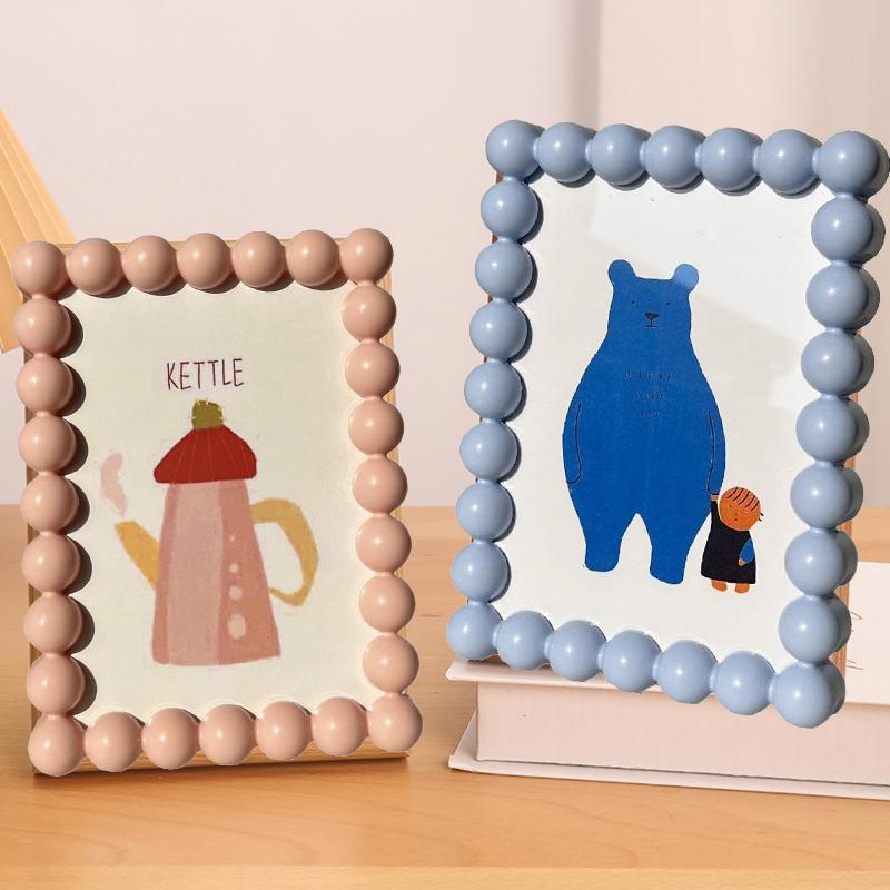 Newsmallbrains Beaded Edge กรอบรูปน่ารักสําหรับจอแสดงผลเดสก์ท็อปส่วนบุคคลผู้ถือรูปภาพ Room และ Offic